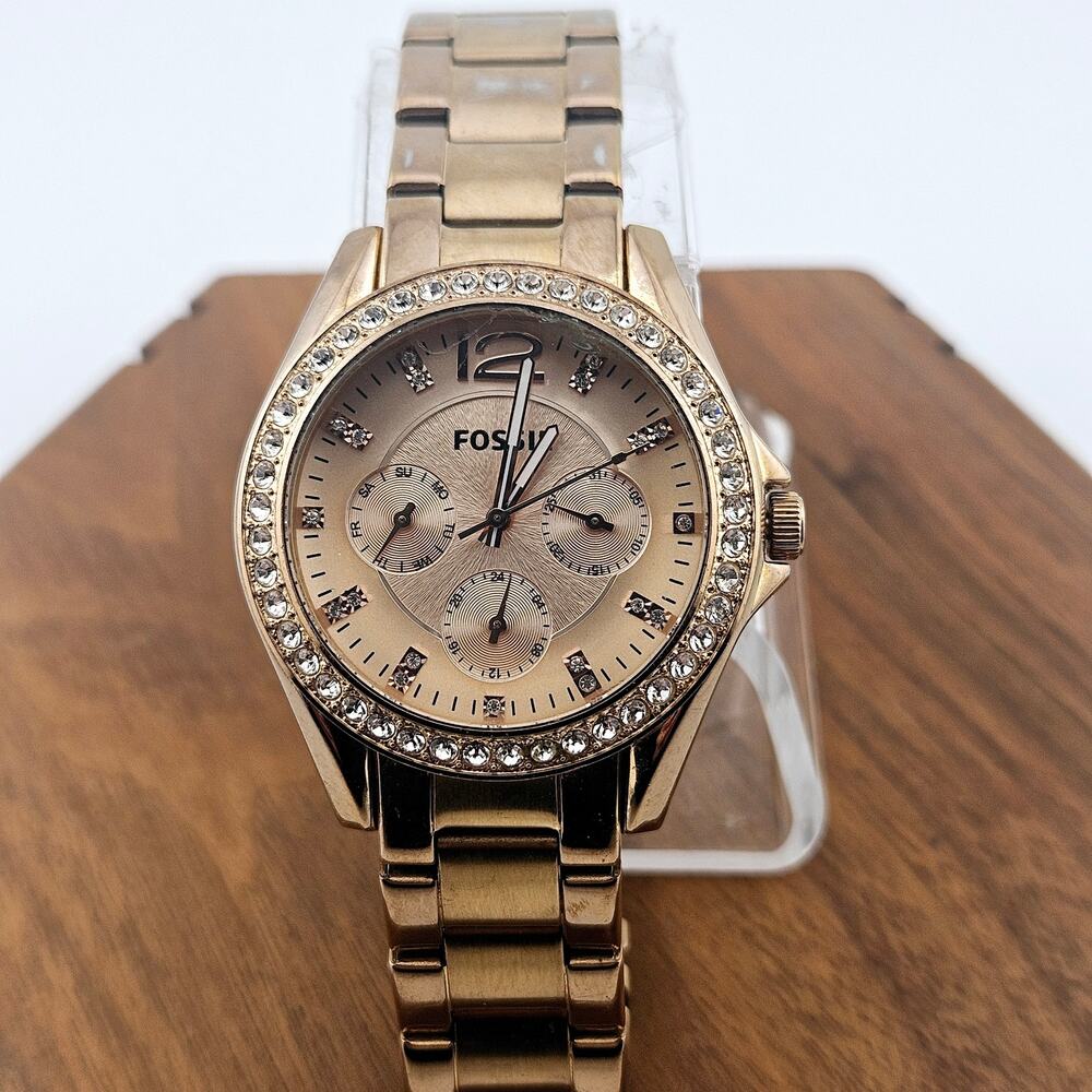 Fossil Gold Women's Watch with Crystal Accents Fits 6 inch wrist
